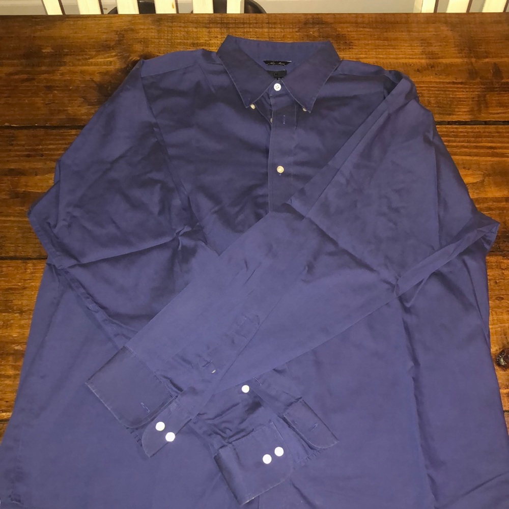 Men’s Chaps Dress Shirt Sz 17.5 36/37 Dark Blue Non-Iron